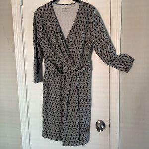 Talbots Black and White Geometric Dress Size M